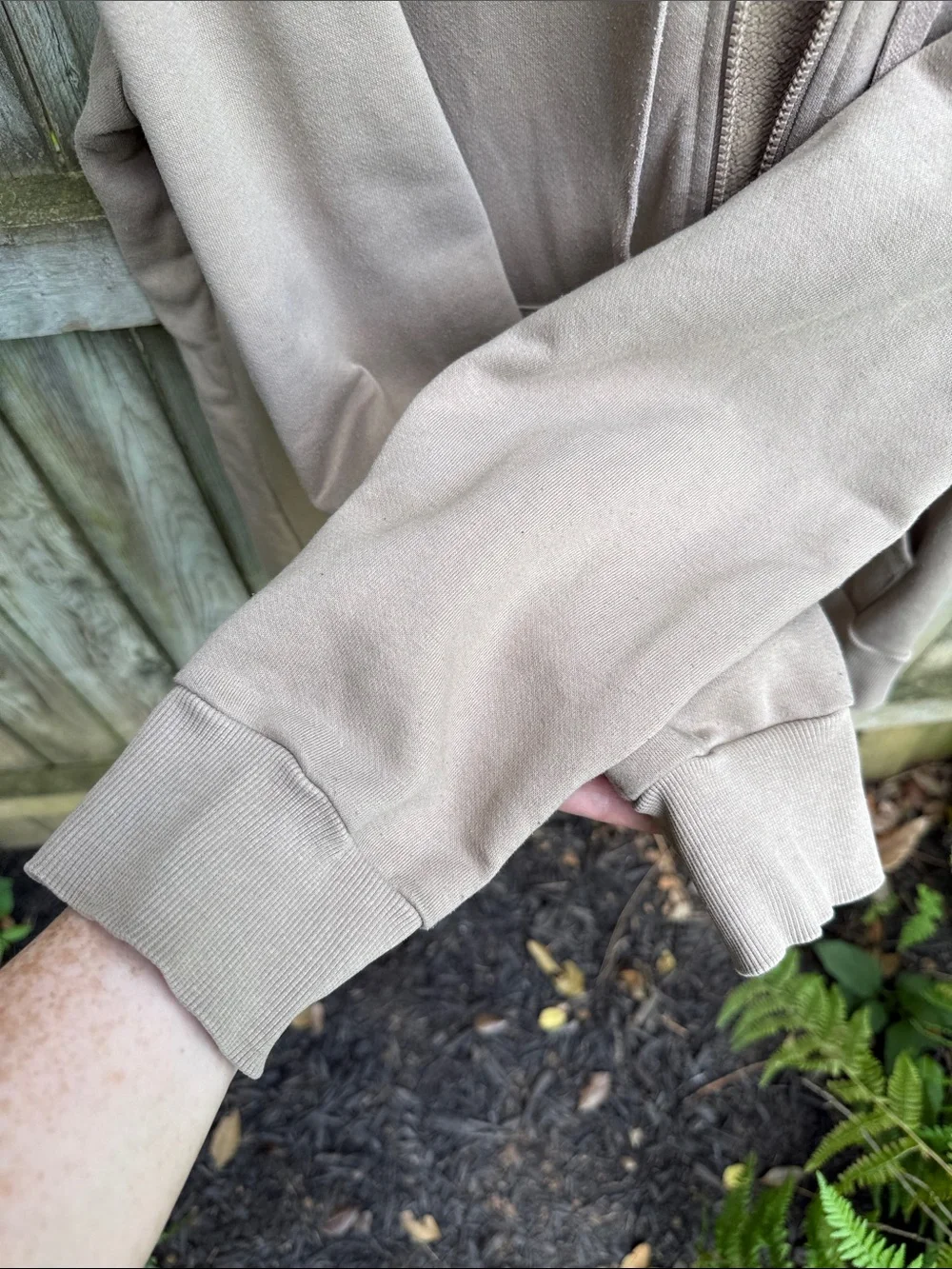 Alo Yoga Everyday Full Zip Hoodie Gravel tan sand M